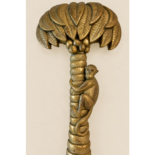 Vintage Mid-Century Chinoiserie Coconut Palm Tree, Monkey, Elephant and Cougar Wall Plate Bracket For Sale - Image 4 of 9