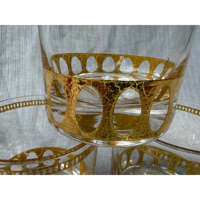 Transparent Vintage Culver Antigua 22k Gold Lowball Glasses Set of 3 For Sale - Image 8 of 13