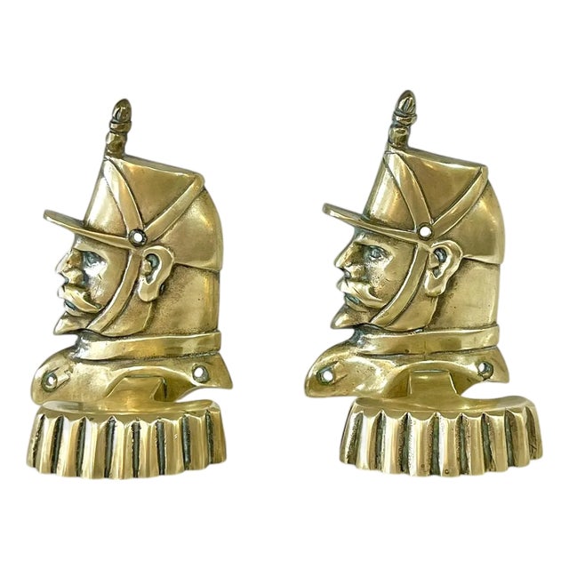 Pair Vintage Brass French Empire Napoleonic Military Hat Coat Hooks For Sale