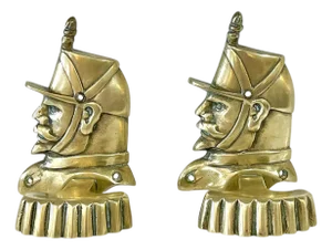 Pair Vintage Brass French Empire Napoleonic Military Hat Coat Hooks