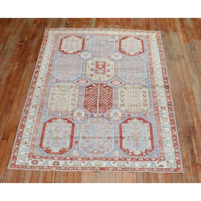 Persian Early 20th Century Sky Blue Persian Bakhtiari Rug - 4'11" x 6'8" For Sale - Image 3 of 11