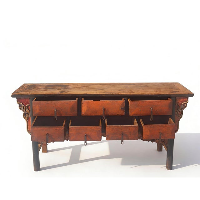 Antique Chinese 72" Long Apothecary Cabinet For Sale - Image 4 of 5
