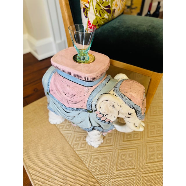 Vintage Pastel Pink and Blue Elegant Garden Stool or Side Table For Sale - Image 11 of 11