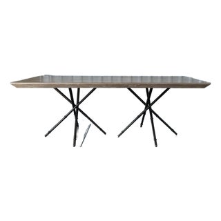 Gabby "Davenport" Cerused Mindi Wood Dining Table on Iron Faux Bamboo Base For Sale