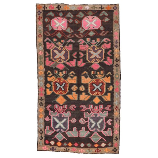 Textile Mid 20th Century Vintage Turkish Kars Kilim Rug For Sale - Image 7 of 7