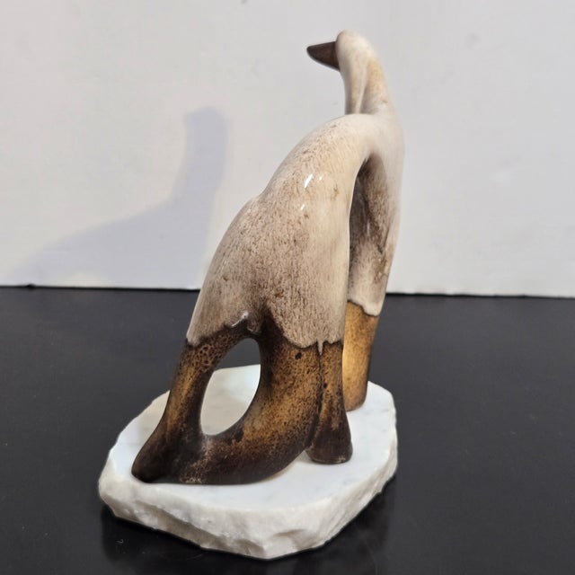 Stone Mid Century Modern Maigon Daga Afghan Hound Figurine Ceramic Marble Base Art Pottery Dog For Sale - Image 7 of 9