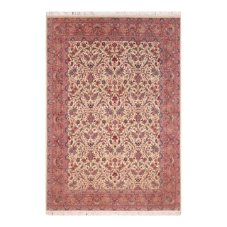 Shabby Chic Floral 1990's Pak-Persian Beige/Pink Wool Rug - 8'2'' X 11'0'' For Sale