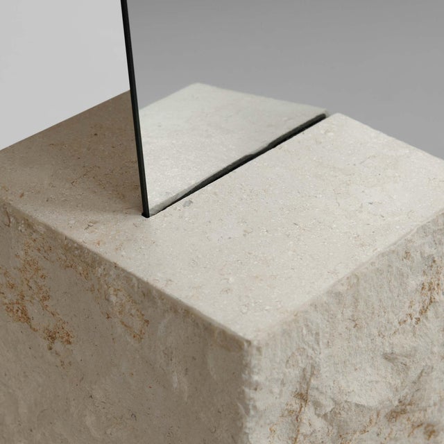 Mirror in Limestone and Glass Sculptural Design by Tommy Hyldahl For Sale - Image 4 of 8
