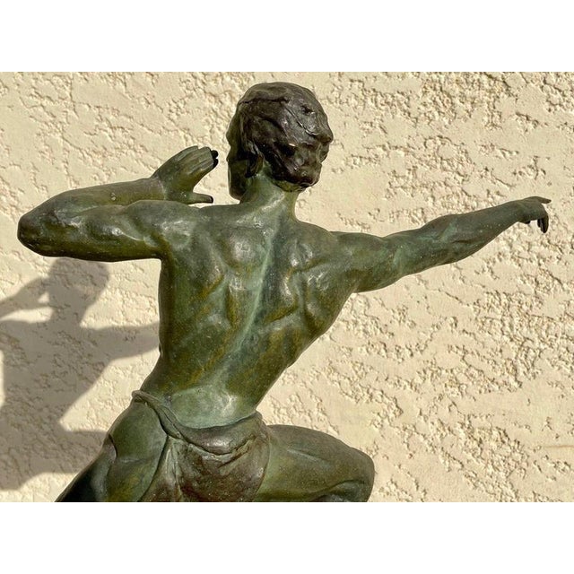 Spelter and Marble Sculpture by Jean De Roncourt, 1930 For Sale - Image 10 of 11