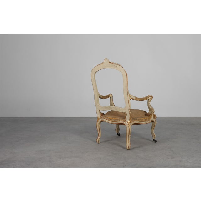 Wood Antique French Louis XV Armchair in Carved Wood, 1800s For Sale - Image 7 of 12