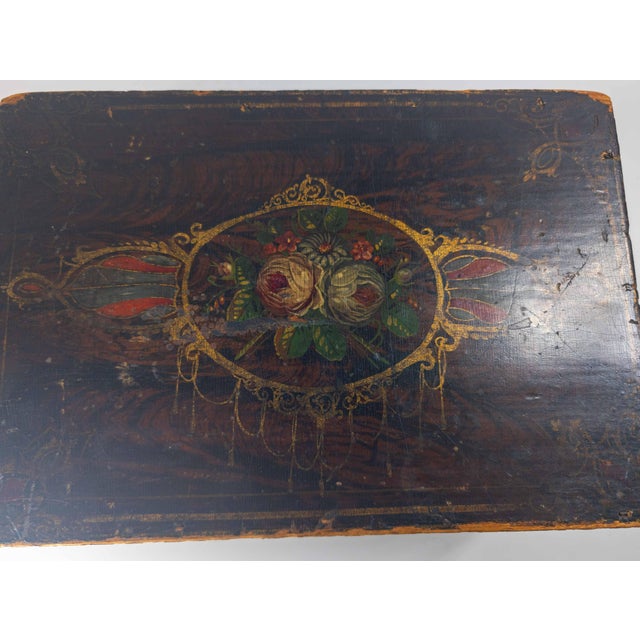 19th Century American Folk Art Grain Painted Document Box With Decoration For Sale - Image 11 of 18