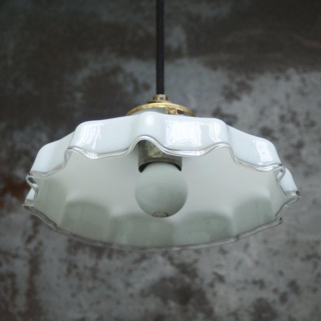 1950s French White Opaline Glass Pendant Lamp For Sale - Image 5 of 7