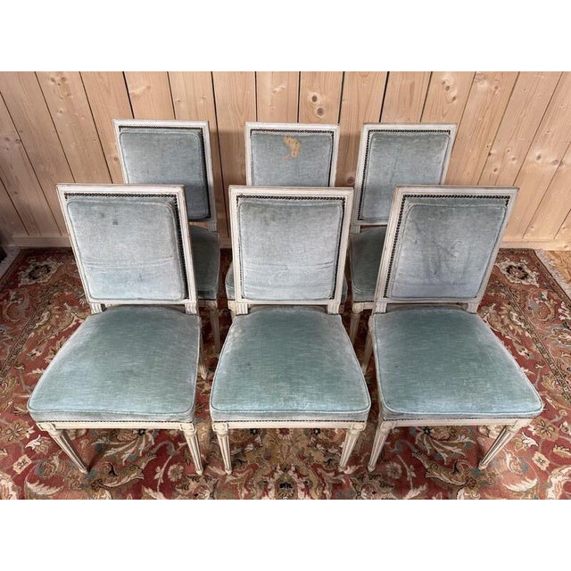 Wood Louis XVI Style Rinck Chairs in Re-Fielded Wood, Set of 6 For Sale - Image 7 of 10