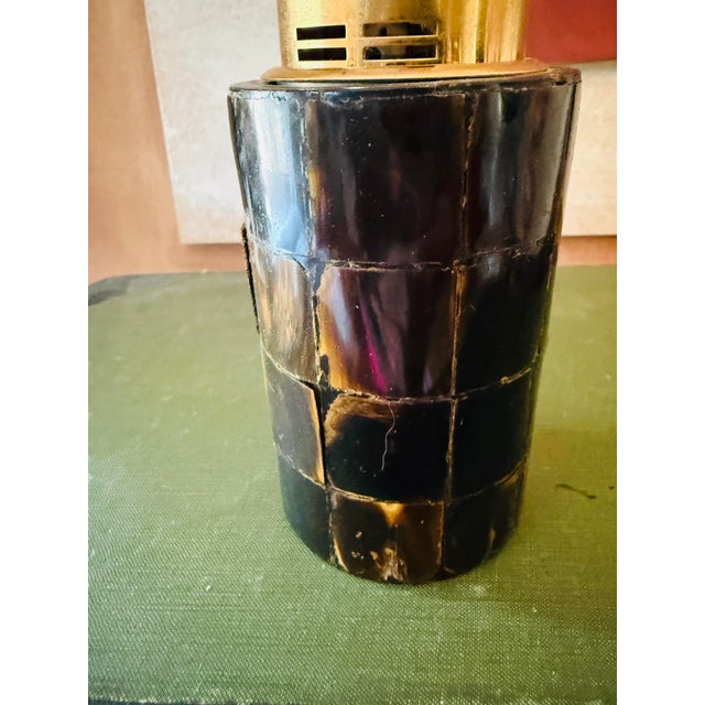 Vintage Sarome Table Lighter Japan Deep Brown Horn Inlay Mid Century Decor For Sale - Image 9 of 9