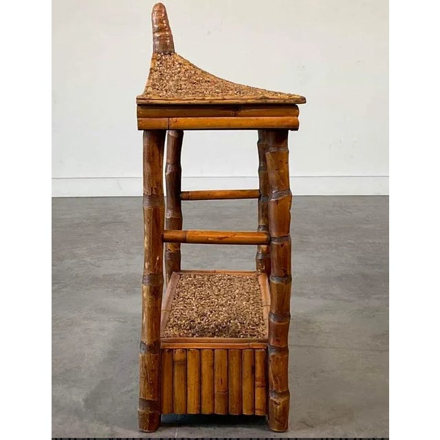 Wood Vintage Duquette Style Rattan Pagoda Hanging Shelf For Sale - Image 7 of 9