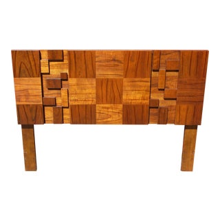 Vintage Lane Mid Century Modern Mosaic Brutalist Full Queen Headboard Bed For Sale