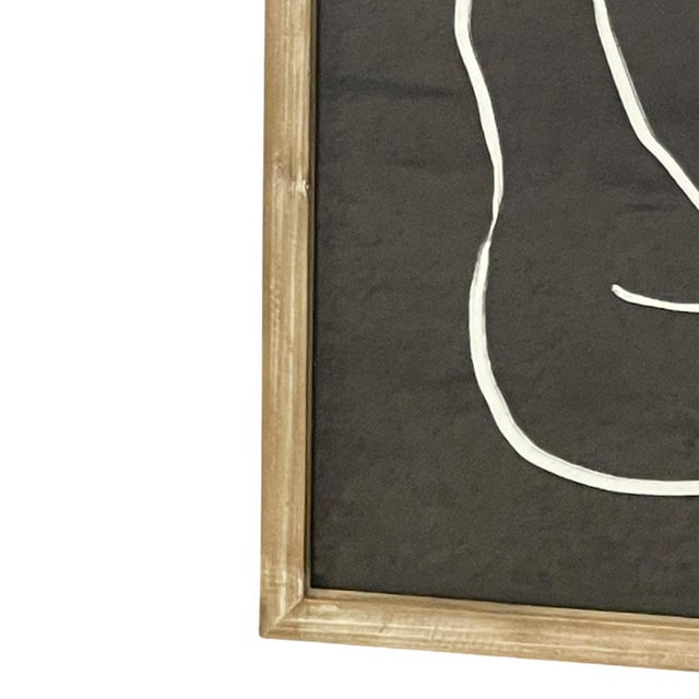 1970s Framed Minimalist Abstract White Line Figure Artwork on Black Background. For Sale - Image 4 of 10