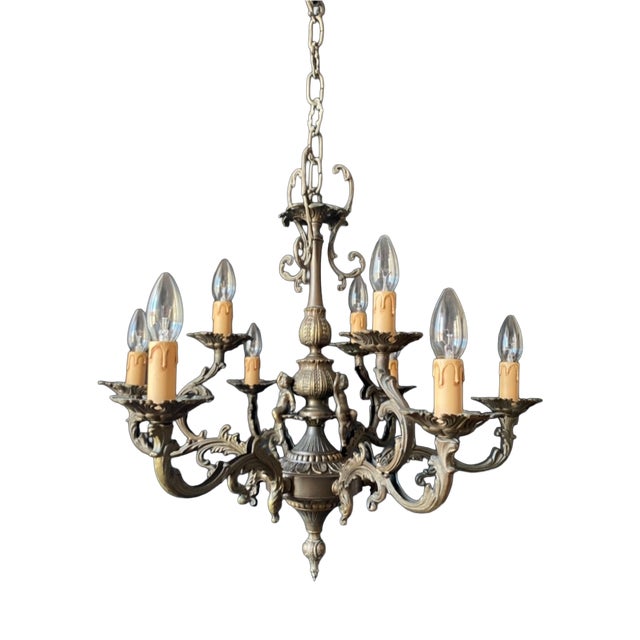 Vintage Bronze Chandelier, 1960s For Sale