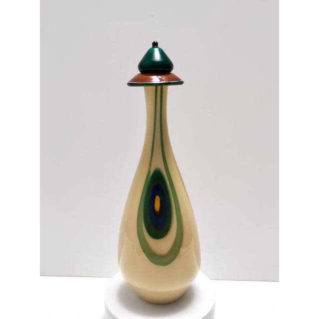 Postmodern Encased and Hand-Blown Glass Decanter Bottle, Italy, 1960s For Sale - Image 6 of 16