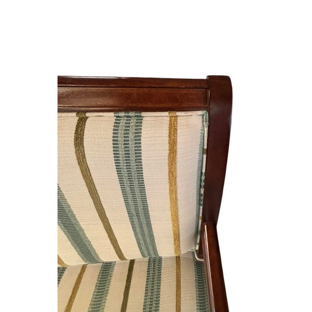 Wood Vintage Regency Style Mahogany Settee With Striped Upholstery For Sale - Image 7 of 11