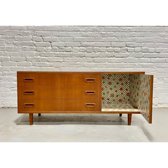 Wood Danish Mid Century Modern Teak Credenza | Low Sideboard, Compact Apartment Size, Denmark, C. 1960’s For Sale - Image 7 of 12