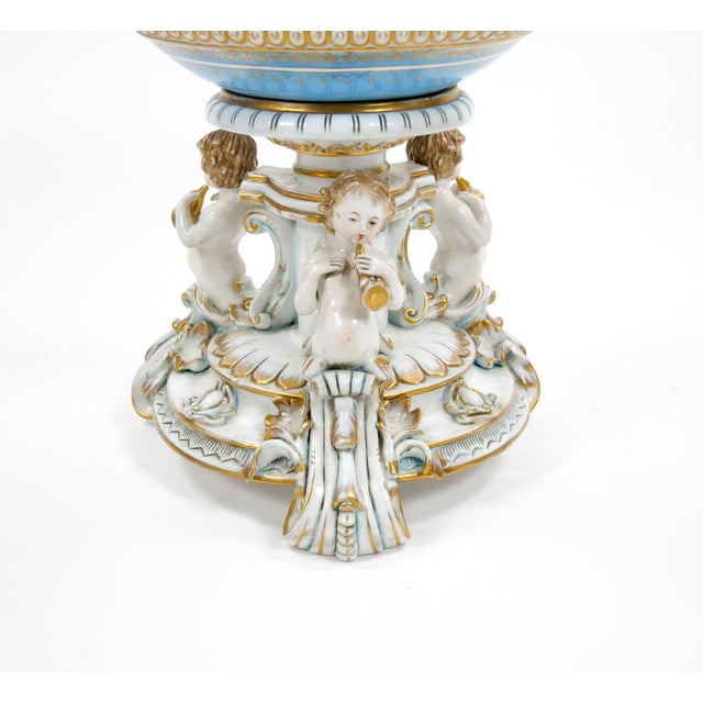 19th Century Antique Pair Large German Meissen Porcelain Figural Centerpieces For Sale - Image 5 of 12