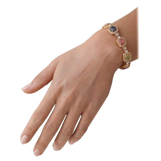 Bochic “Capri” Vintage Multi-Gem Cabochon Vintage Bangle Vintage Ruby, Multi Sapphire & Diamond-Set 18K Gold & Silver...