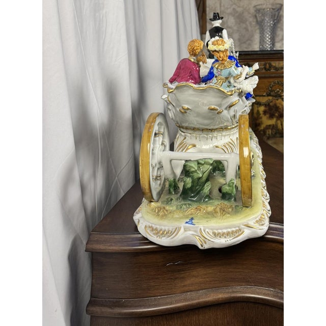 Mid 20th Century Mid 20th Century Large Dresden Porcelain Horse-Drawn Carriage Group With Coachman & Four Figures For Sale - Image 5 of 5