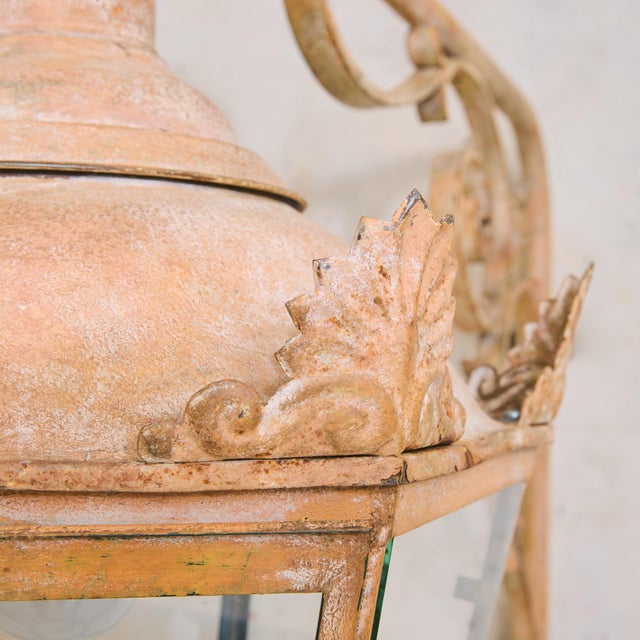 French Aged Metal Lantern Sconce, 1950s - 2 Available For Sale - Image 12 of 12