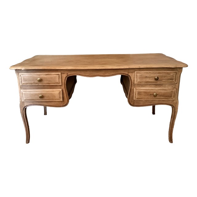 Louis XV Country Chic Oak Ministers Desk, 1970s For Sale