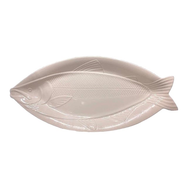 Vintage Japanese Studio Nova Extra Large 22.5” White Ceramic Fish Platter For Sale