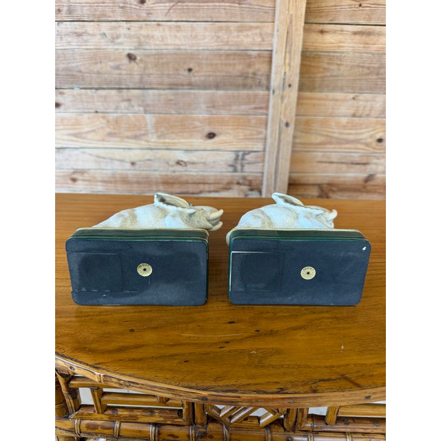 Pair of Vintage Takahashi Japanese Ceramic Elephant Bookends For Sale - Image 9 of 12