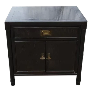 20th C. Century Furniture Chin Hua Collection Ebonized Mahogany Bedside Table