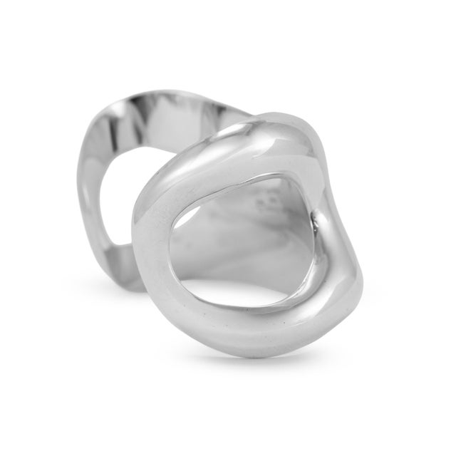 Modern Vintage Tiffany & Co. Elsa Peretti 925 Sterling Silver Open Side Cuff Bracelet For Sale - Image 3 of 8