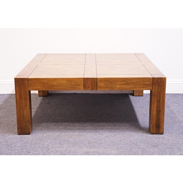 Drexel Heritage Woodbriar Collection Pecan Rustic European 40" Square Accent Coffee Table 988-129 For Sale In Kansas City - Image 6 of 8