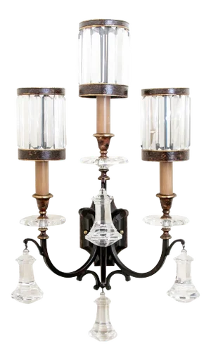 Wall Sconce With Prism Shades and Bell Form Crystals