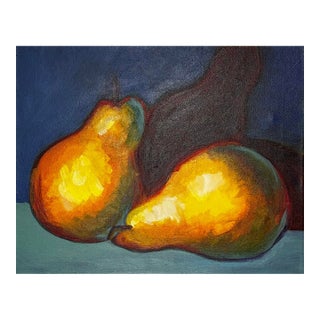 Late 20th Century Expressionism Still Life "Pears" Original Oil Painting on Canvas For Sale