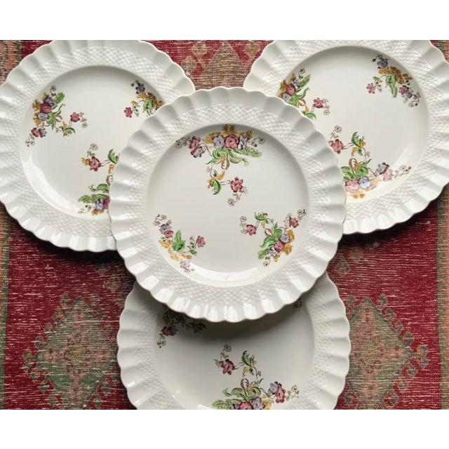 1930s Spode Wicker Lane English Country House Style Dinner Plates- Set of 4 For Sale - Image 11 of 12