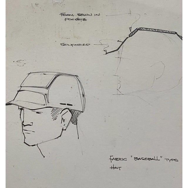 1960s Raymond Loewy & William Snaith, Helmeted Man 3 for NASA, 1968, Pencil Drawing For Sale - Image 5 of 6