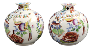 Earthenware Posy Vases with Bird and Peony Pattern from Mason's, 1900s, Set of 2