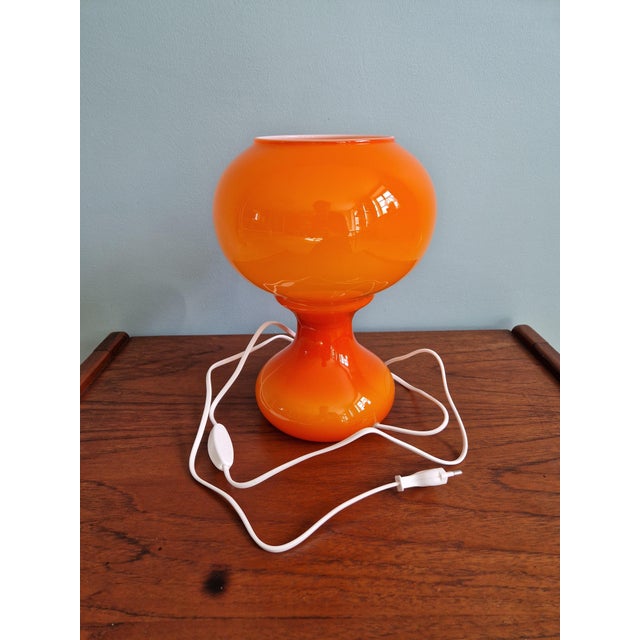 Space Age Table Lamp in Orange Glass, Belgium, 1960s For Sale - Image 12 of 13