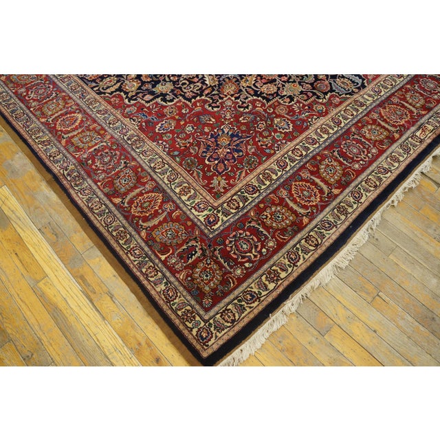 Textile 1940s Antique Black Medallion Mashad Khorassan Northeastern Knotted Wool Rug For Sale - Image 7 of 7