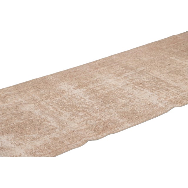Vintage Turkish Beige Handmade Distressed Wool Runner For Sale - Image 4 of 9
