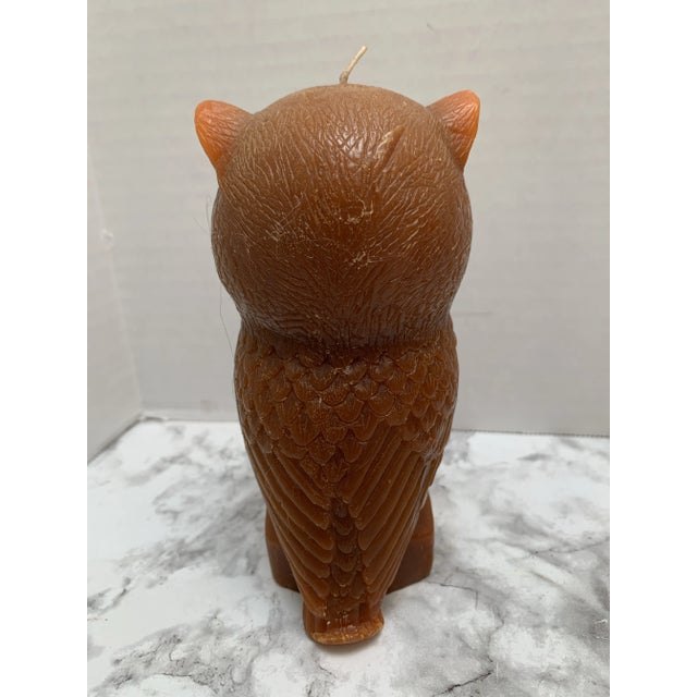 1970s Vintage Unused Owl Tall Candle For Sale - Image 5 of 7