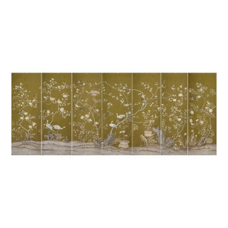 Hand Painted Williamsburg Chinoiserie Wallpaper Mural, Set of 7 Panels, Luxury Oriental Wall Art For Sale
