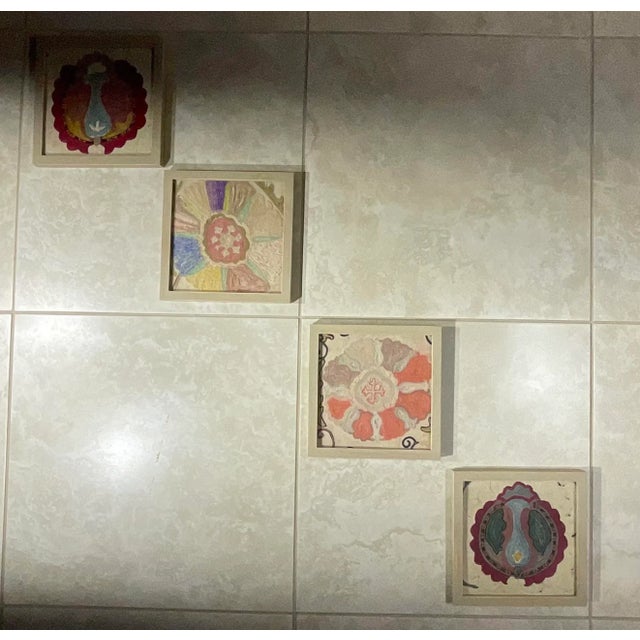 Purple Set of Four 19 Century Antique Silk and Cotton Suzani Wall Hanging For Sale - Image 8 of 12