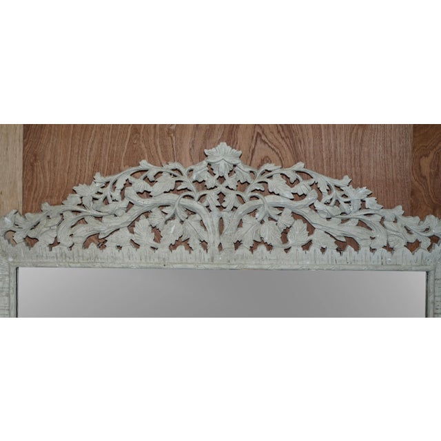 Large Antique Hand Carved & Painted Burmese Overmantle Mirror from Libertys London For Sale - Image 5 of 13