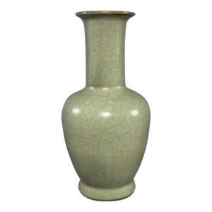 Antique Chinese Celadon Crackle‑Glaze Long‑Neck Porcelain Vase