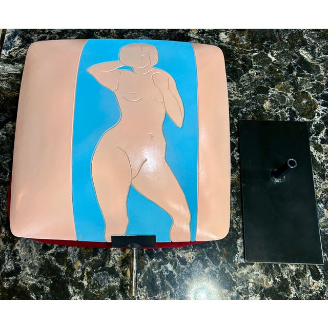 Metal Modern, Abstract, Minimalist Female Nude Bisque Art on Display Stand and Signed by the Artist For Sale - Image 7 of 10