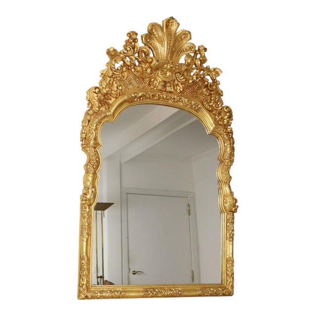 Large Rococo Style Mirror in Golden Wood For Sale - Image 10 of 18